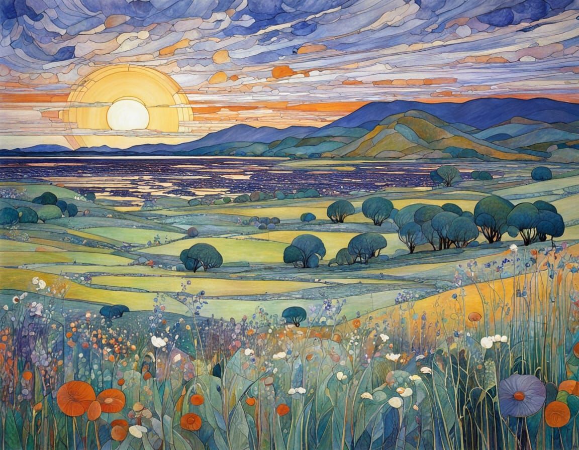 Surrealist Landscape in the Style of Mackintosh and Petersen