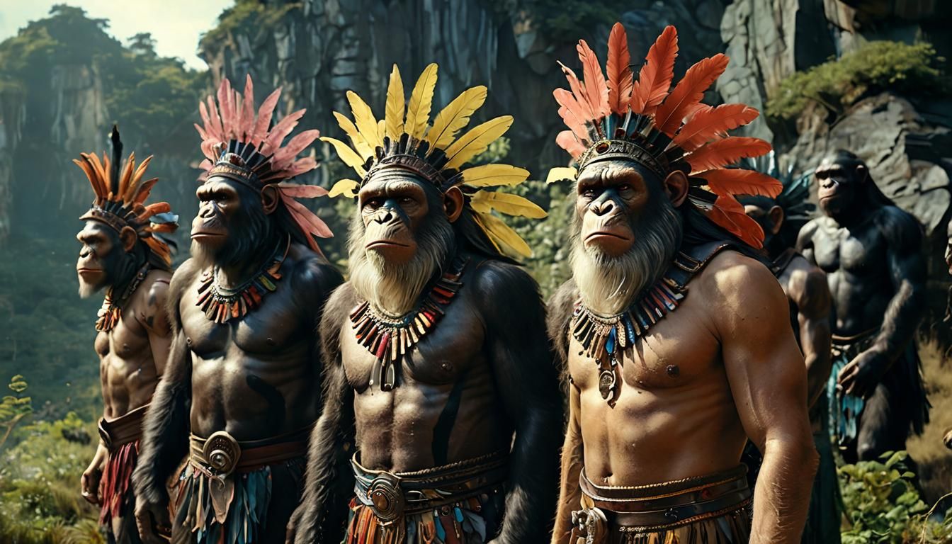 Apes on Planet of the Apes Set in Surrealist Style