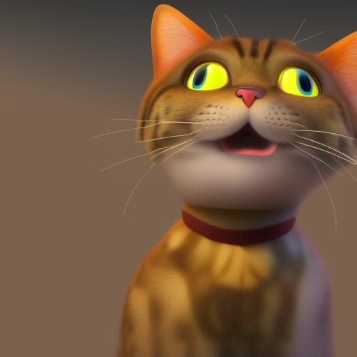 Anthropomorphic Cat in 3D Digital Art Style