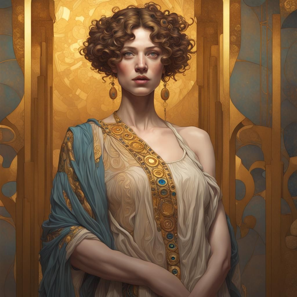 Woman Portrait in Gustav Klimt's Hygieia Style