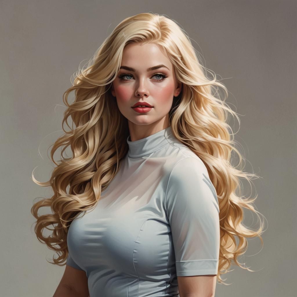 Curvy Blonde Woman under Aurora, Greg Rutkowski Style