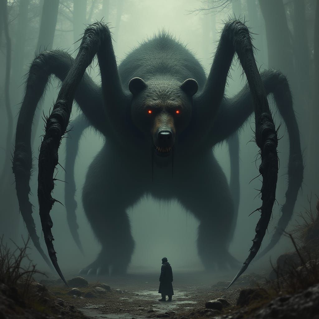 Nightmarish Bear-Spider Hybrid in Biomechanical Style