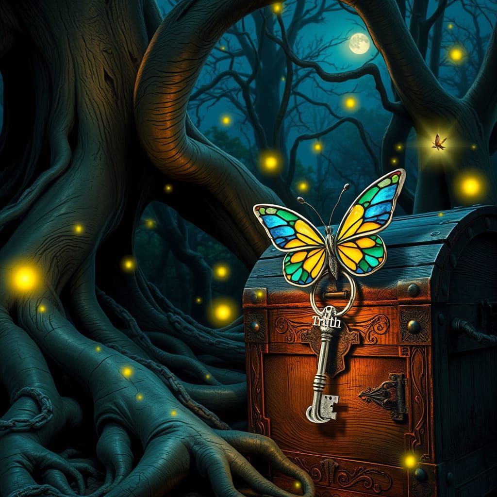 Whimsical Forest at Twilight in Art Nouveau Style