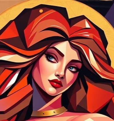 Sultry Cubist Aphrodite in Maximalist Style