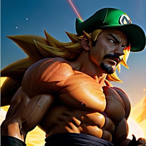 Super Saiyan Luigi in Photorealistic Style