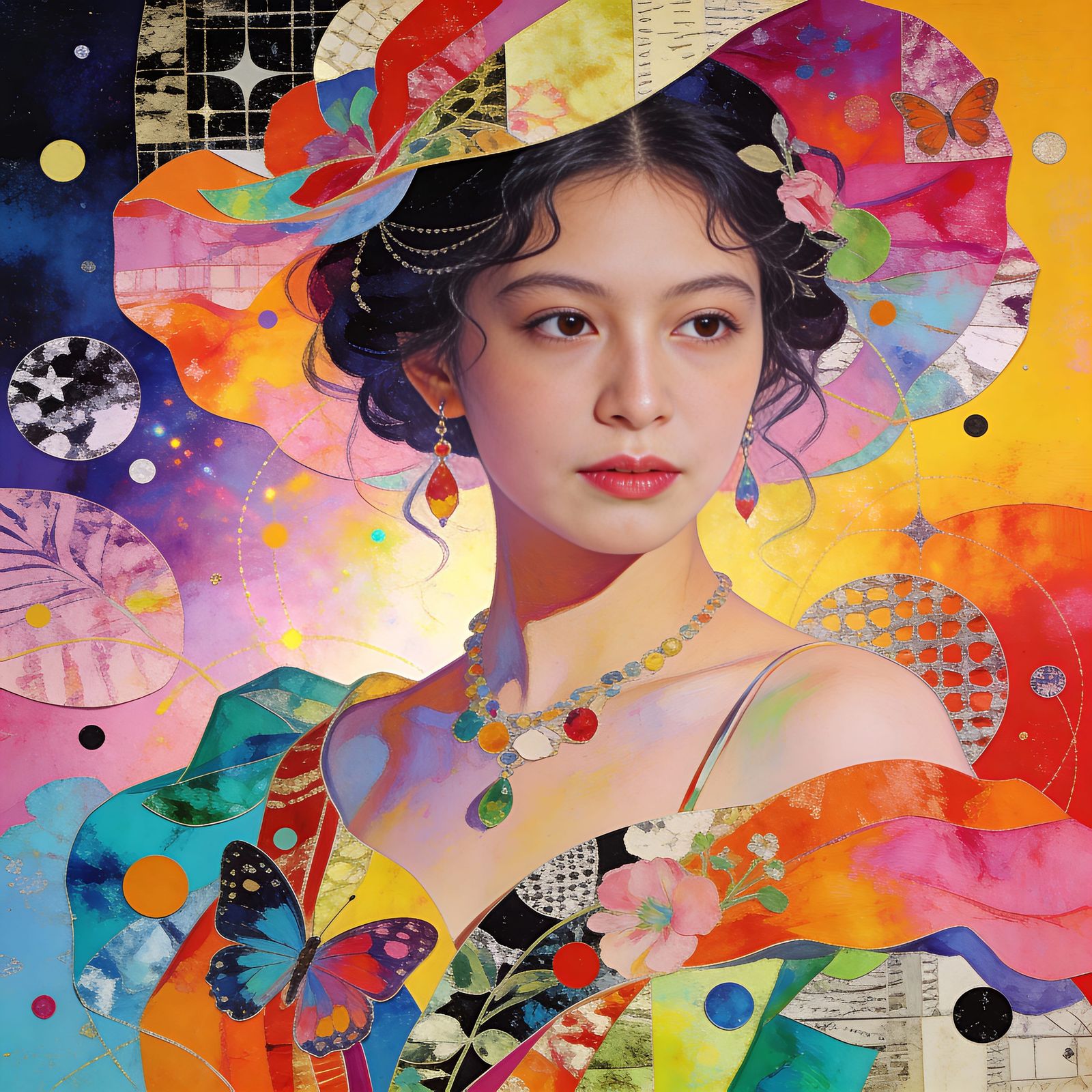 Vividly Colorful Abstract Collage Art