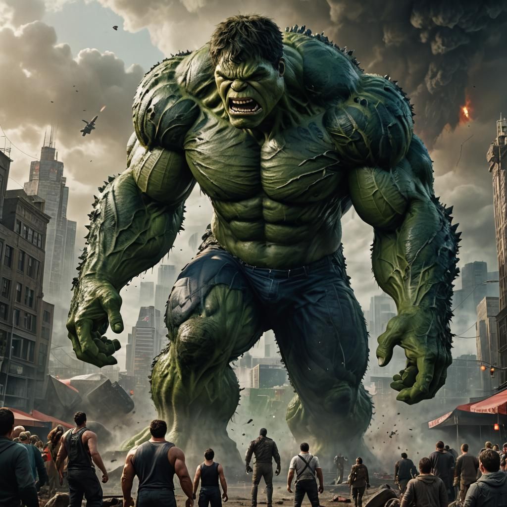 Epic Hulk Confronts Godzilla: Digital Matte Painting