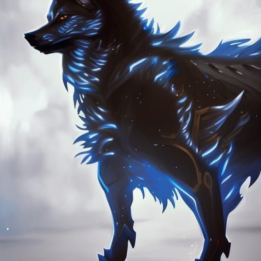 Armored Black Wolf: Dark Fantasy Digital Art