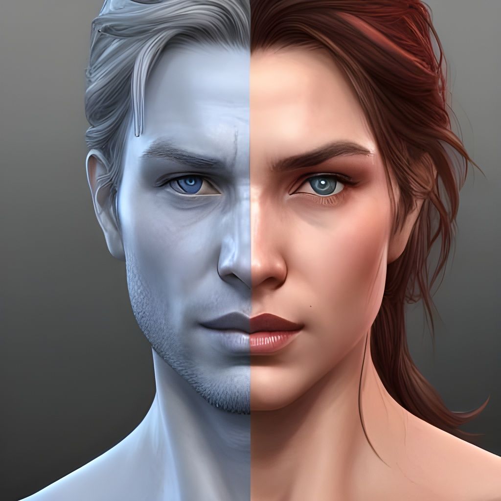 Sad Androgynous Figure in Soft Blue Light