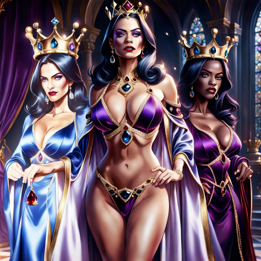 Sorceress Battles Evil Queen in Action Painting