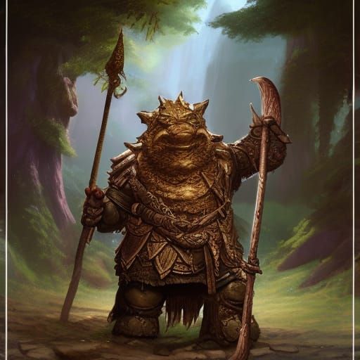 Mountain Dwarf Druid in Crocodile Armor
