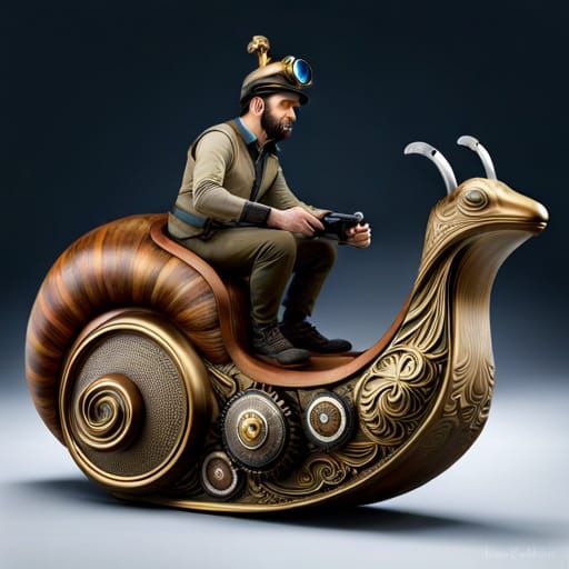 Steampunk Racing Snail: Hyperdetailed Fantasy Photo