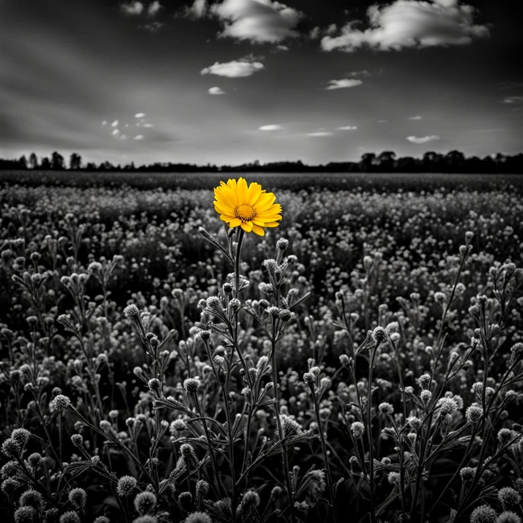 Yellow Flower in Black and White Field