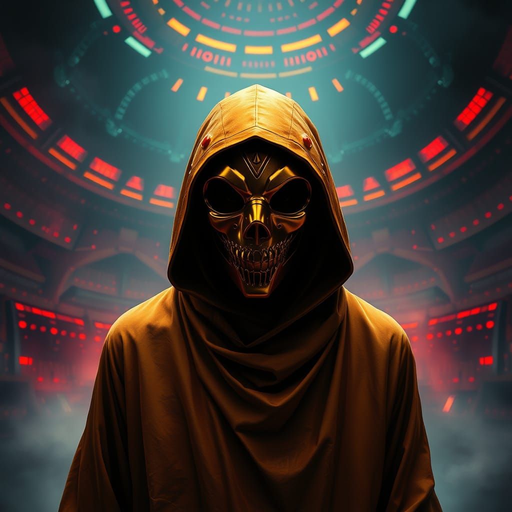 Lone Figure in Gold Mask, Squid Games Arena