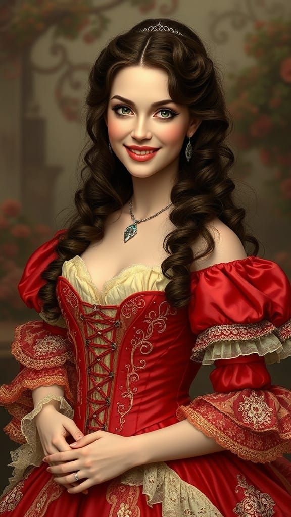 Ethereal Victorian Beauty in Whimsical Fantasy Gown