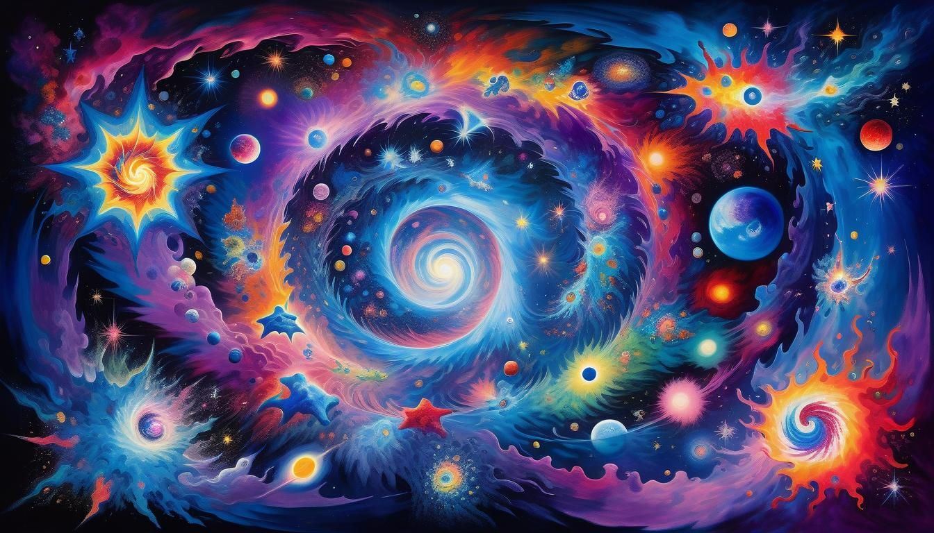 Surreal Cosmic Stars in Abstract Expressionism