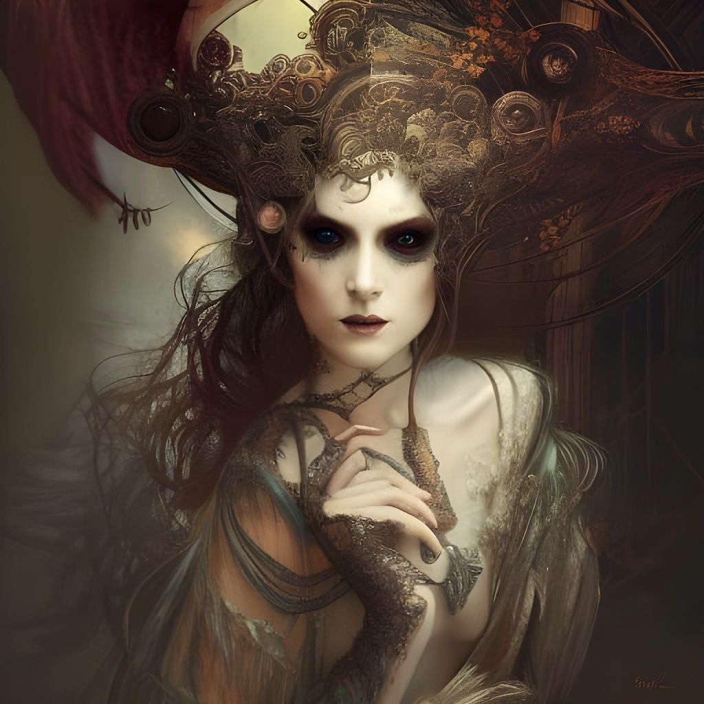 Victorian Vampire Portrait with Exploding Colors