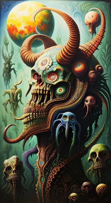 Ayahuasca Surreal Fantasy Cryptid Painting