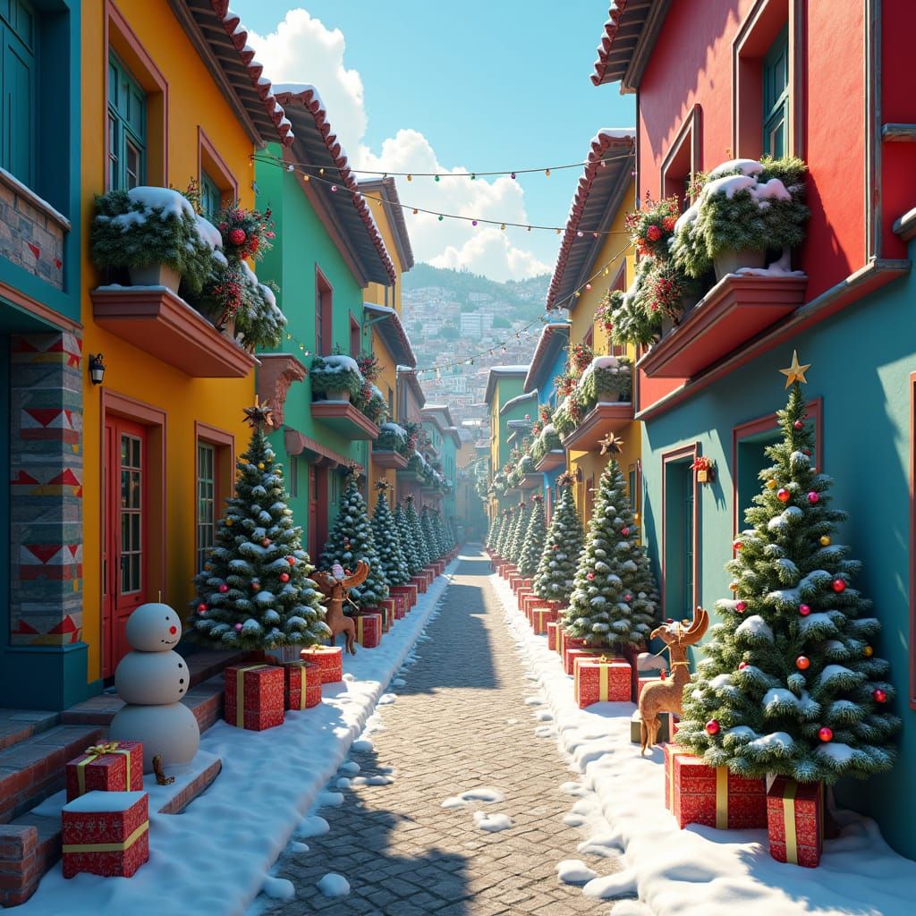 Festive Christmas in Rio Favela as Concept Art