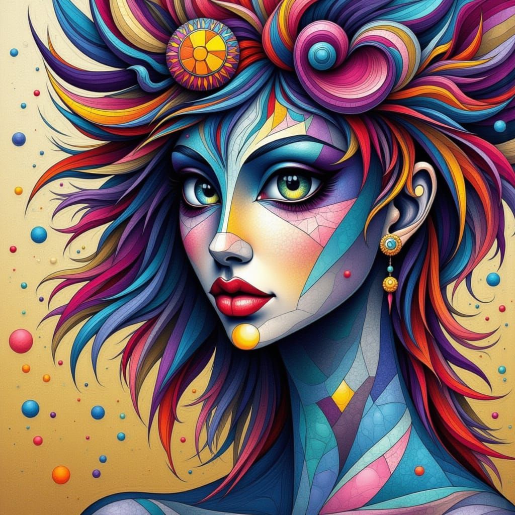 Abstract Geometric Art with Whimsical Lines and Flux