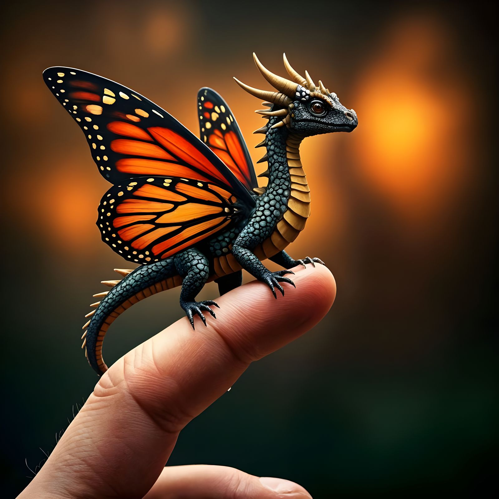 Mystical Monarch Dragon Perched Delicately