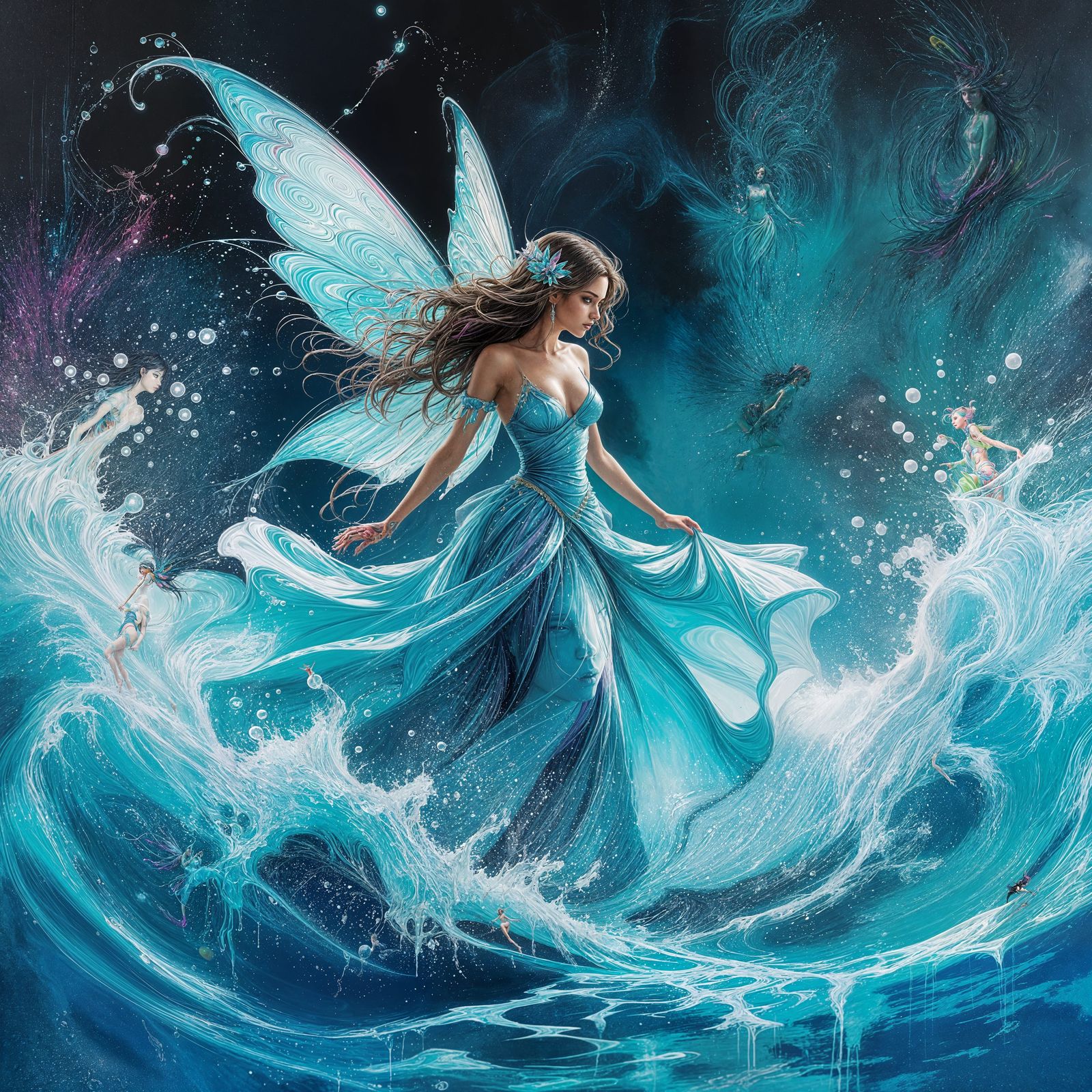 Magical Fairy in Turquoise Water: Graffiti Art