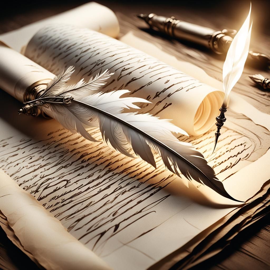 Whispers of Memories: A Delicate Quill in Ethereal Glow