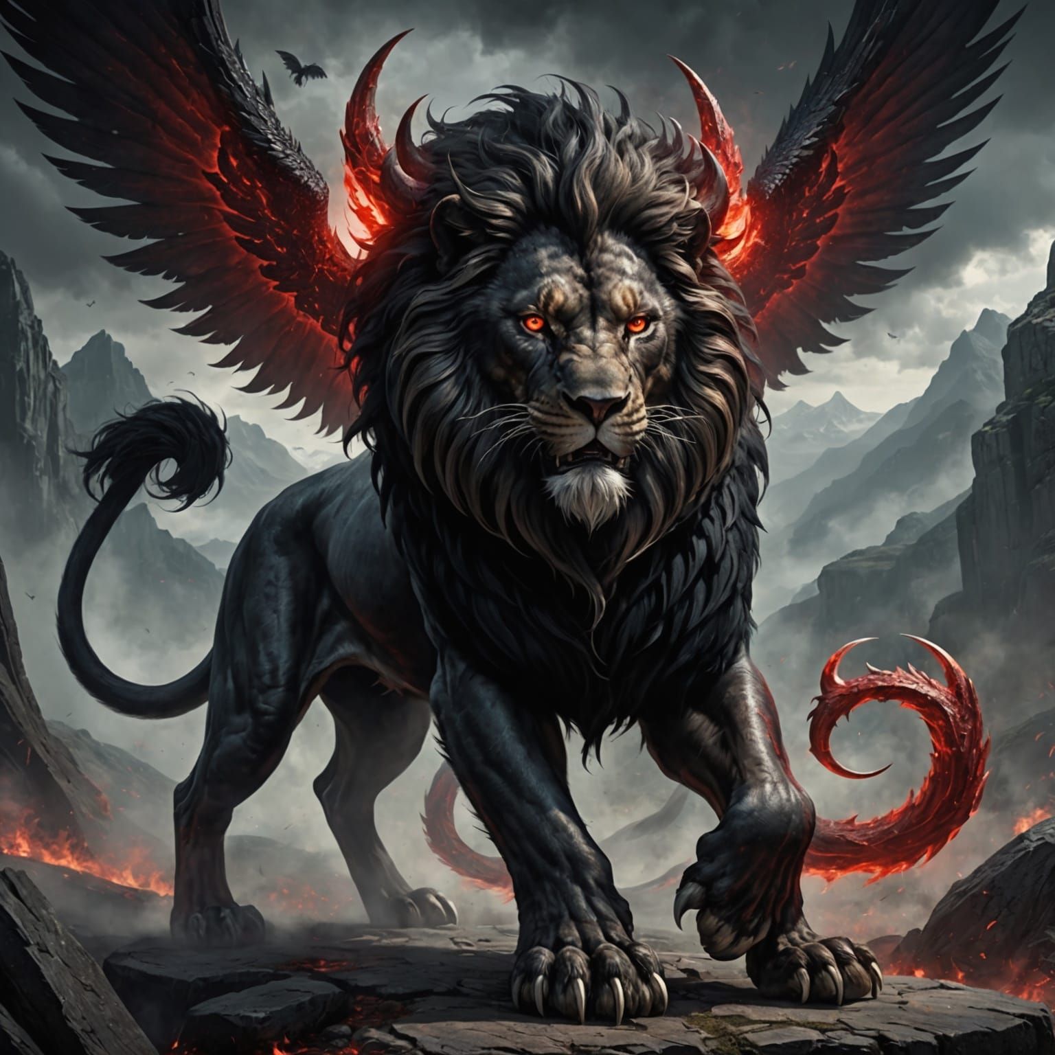 Noble Were Lion Demon with Flaming Sword