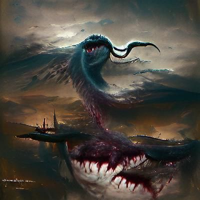 Sinister Jormungandr Illustration in Digital Art Style