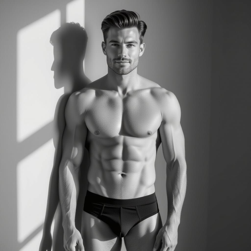 Confident Man Poses in High-Contrast Studio Portrait