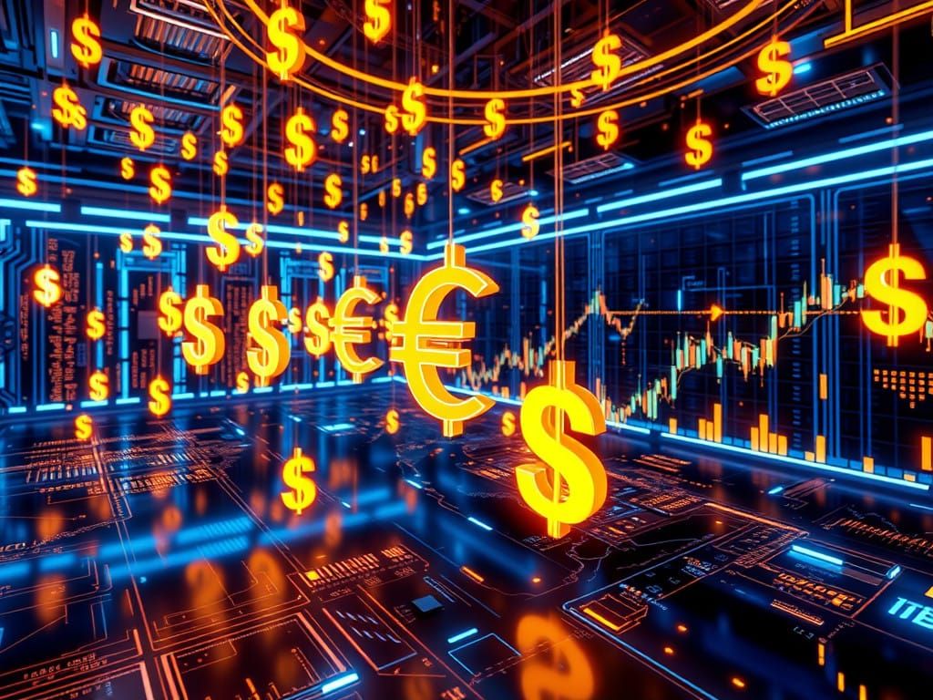 Futuristic Forex Trading Hub in Cyberpunk Style