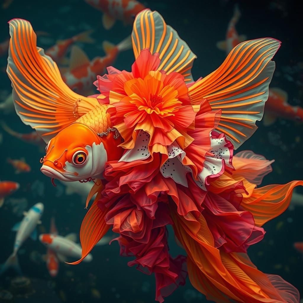 Koi Fish in Original Haute Couture Aesthetic