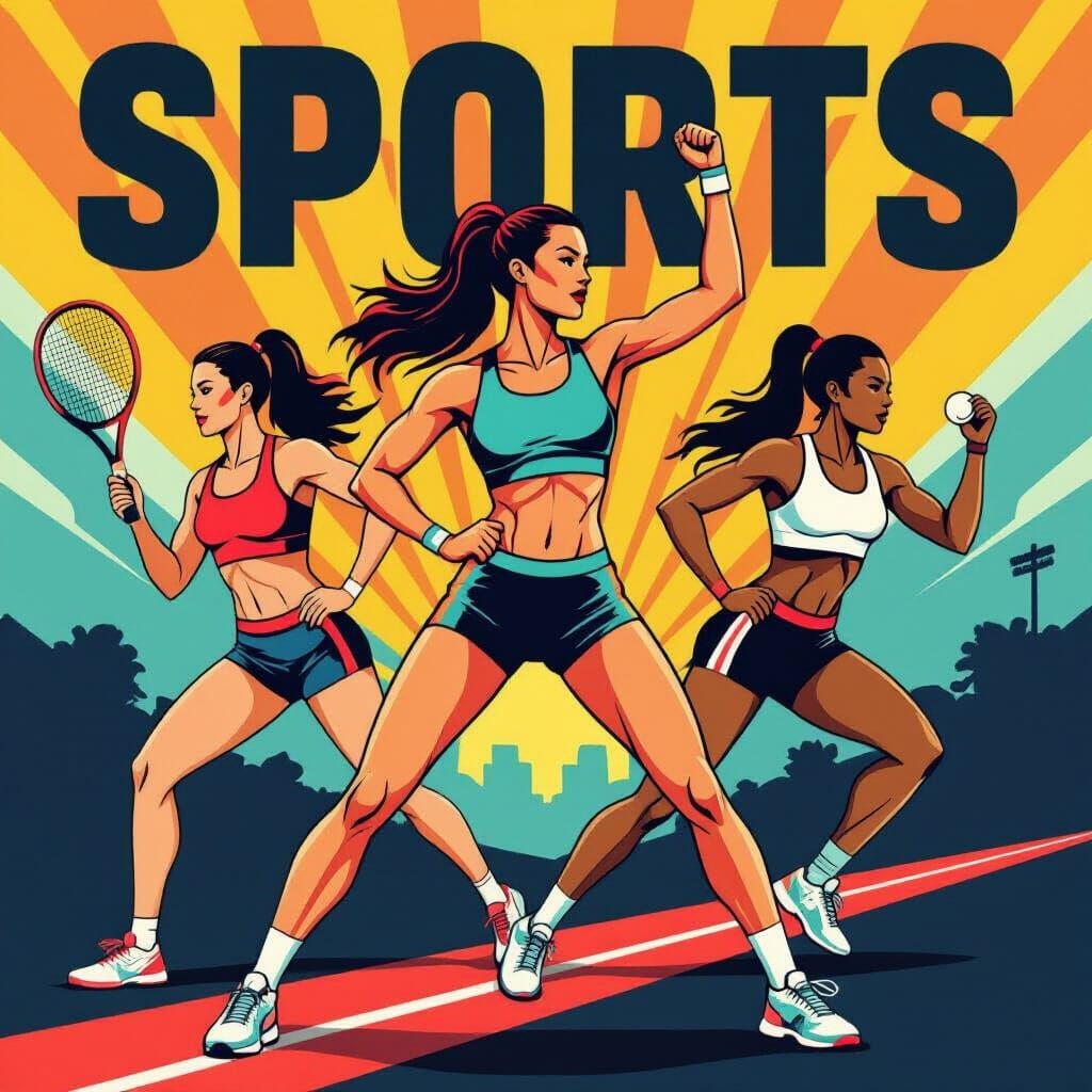 Dynamic Women's Sports Poster with Bold Graphics