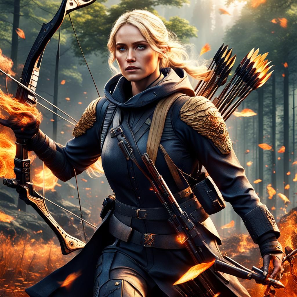 Blonde Girl Hunting: Detailed Matte Painting