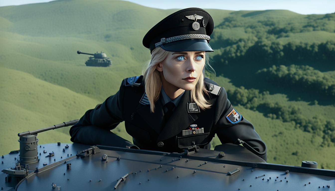 Woman Tank Commander in Sci-Fi World War II Setting
