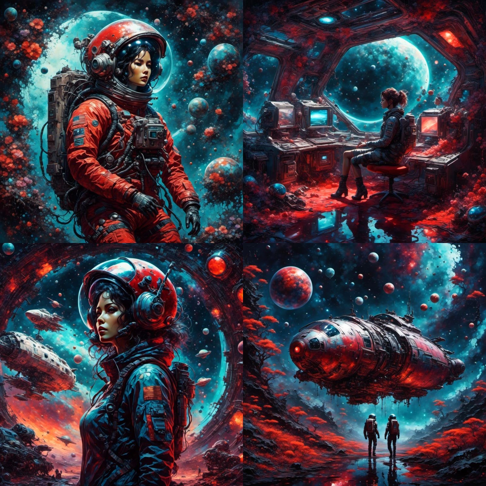 Cyberpunk Space Odyssey with Broken Replicant in Futuristic....