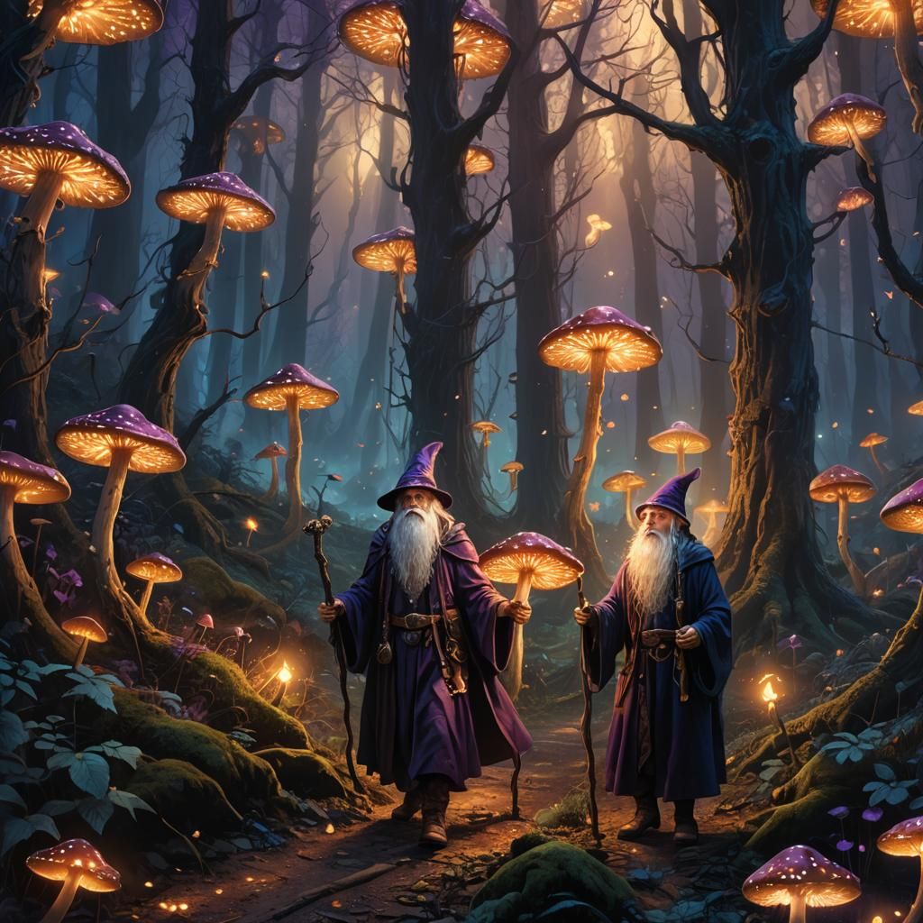 Wizards' Night Walk: A Fantasy Concept Art Masterpiece