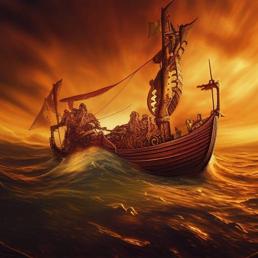 Hyperrealistic Viking Ship Concept Art