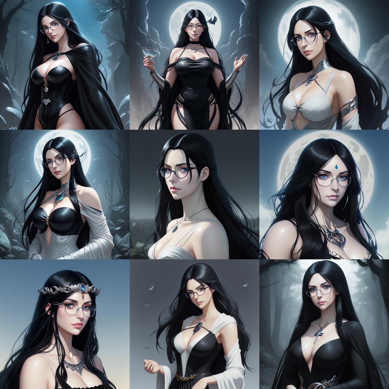 Anime Goddess with Black Hair and Blue Eyes