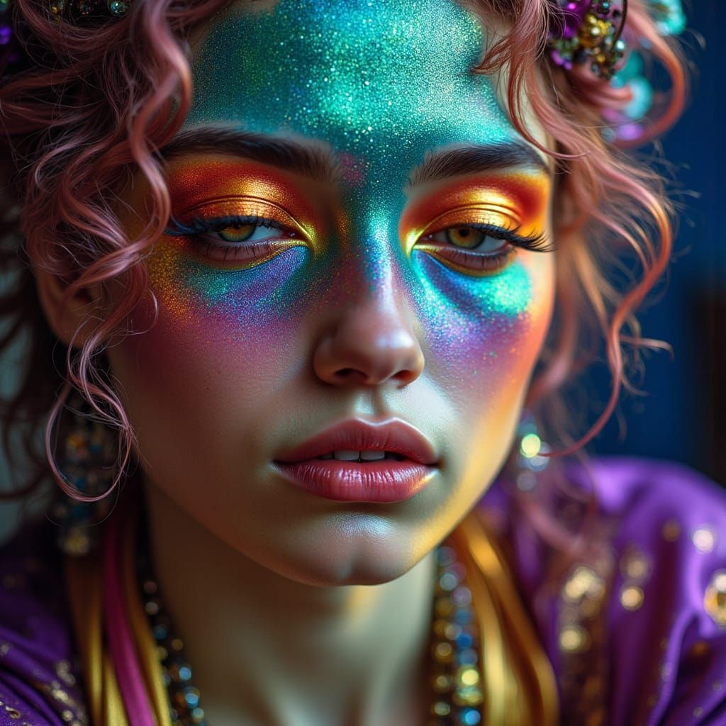 Vibrant Emotional Portrait at Dawn in Art Nouveau Style