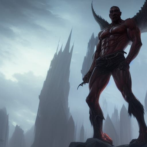 Hyperdetailed Bodybuilder Ready to Kill Demons