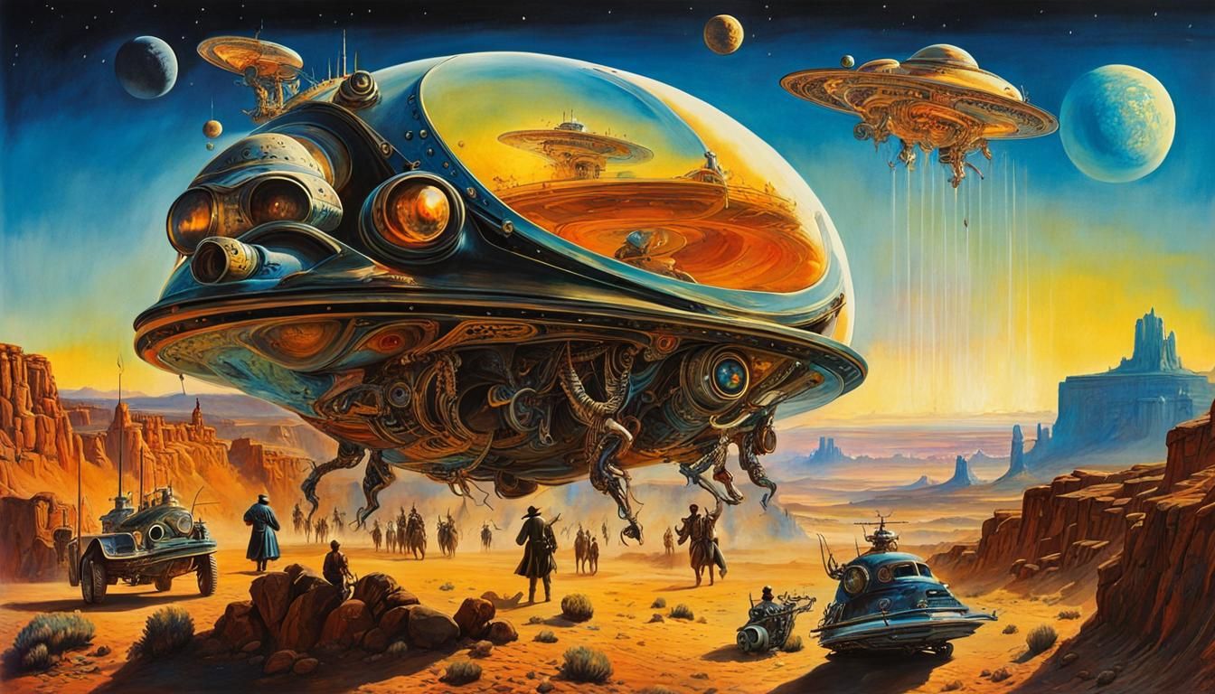 Wild West Space Opera Movie Poster, Salvador Dali Style
