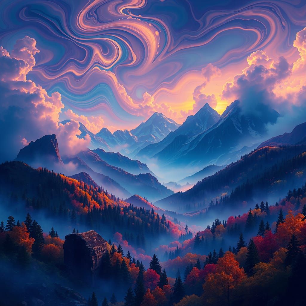 Vibrant Abstract Landscape Matte Painting