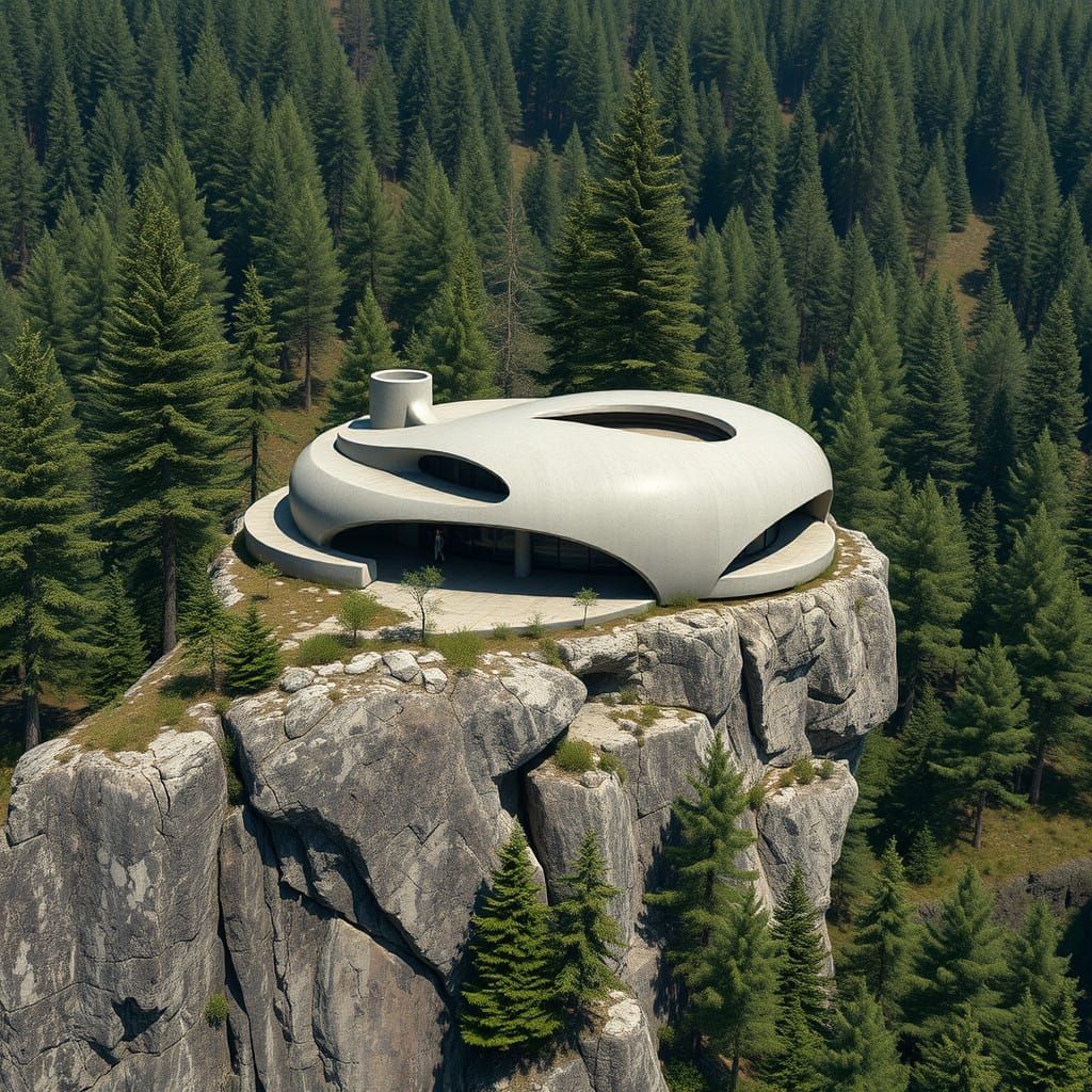 Sleek Cliffside Concrete Mansion in Harmony with Nature