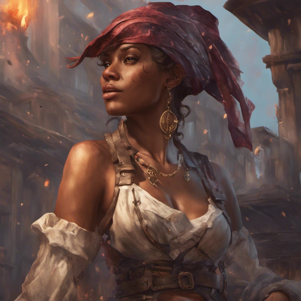 Fiery Pirate Assassin Portrait in Artgerm Style