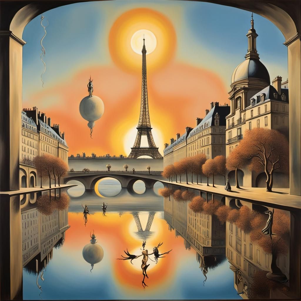 Surreal Paris Sunrise in Salvador Dali Style