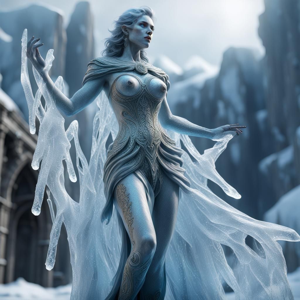 Detailed Ice Statue of Woman in Unreal Engine