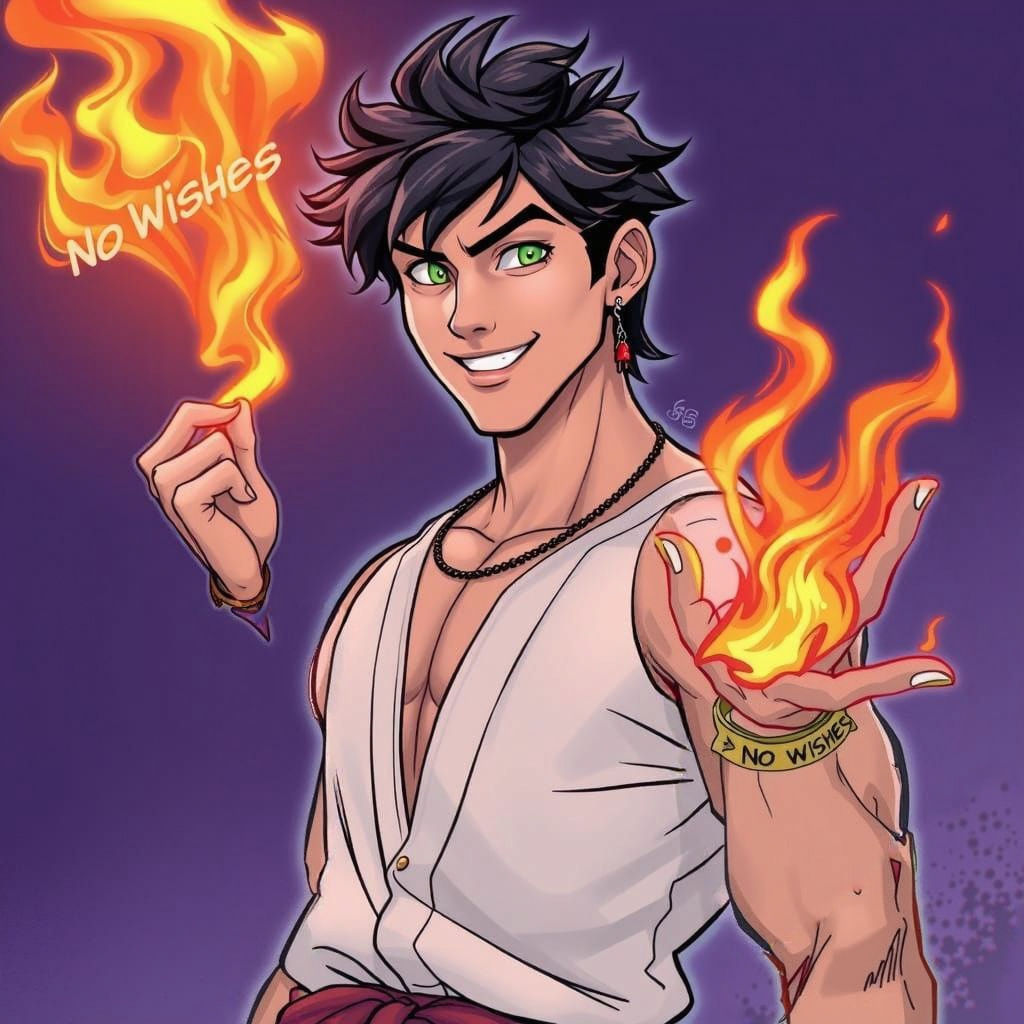 Mystical French Genie with Fire Powers