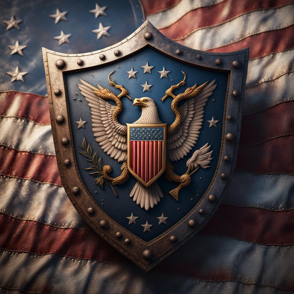 Detailed USA Shield: Matte Painting Concept Art