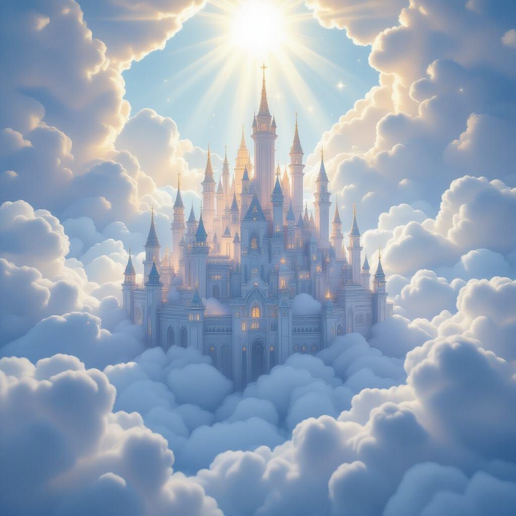 Celestial City of Clouds in Heavenly Sunshine